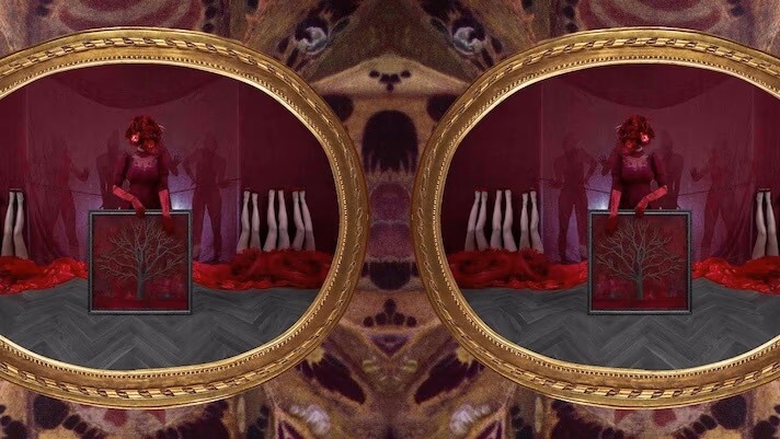 Performance “20 minutes: flowers, legs, silhouettes, and a woman stroking a painting”